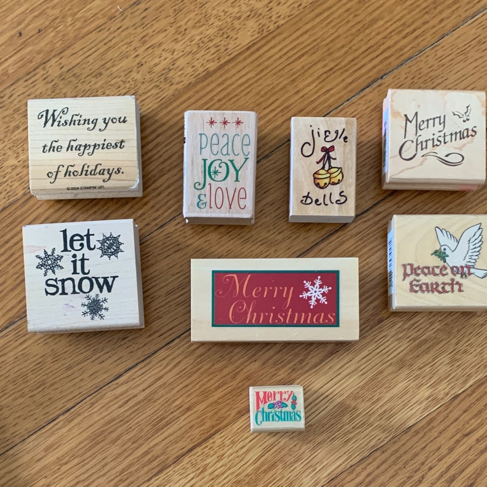 Assorted Holiday Stamp Set (9) w/Assorted Festive Salutations